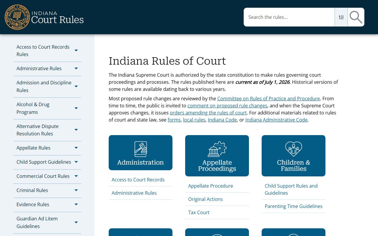 Clark County court records Indiana Rules of Court access rules