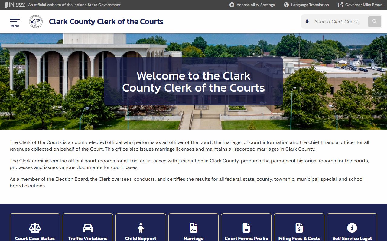 Clark County court records IN.gov Clerk portal
