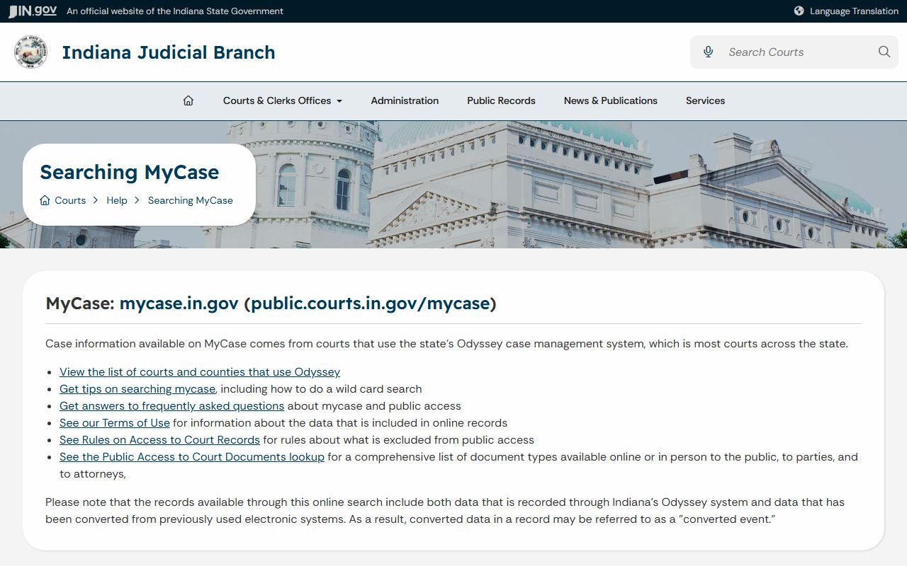 Clark County court records MyCase help page