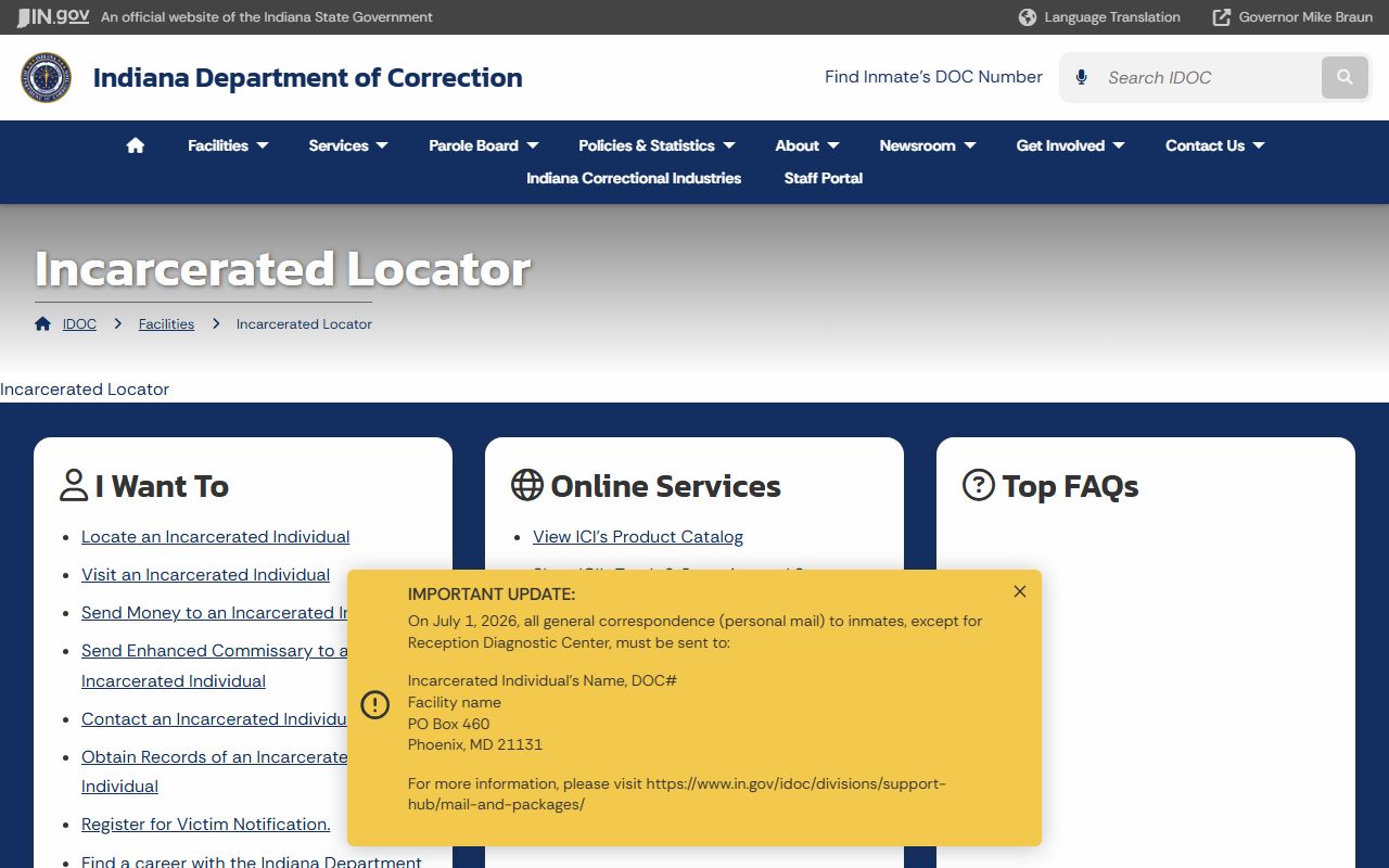 Clark County inmate records and IDOC incarcerated locator