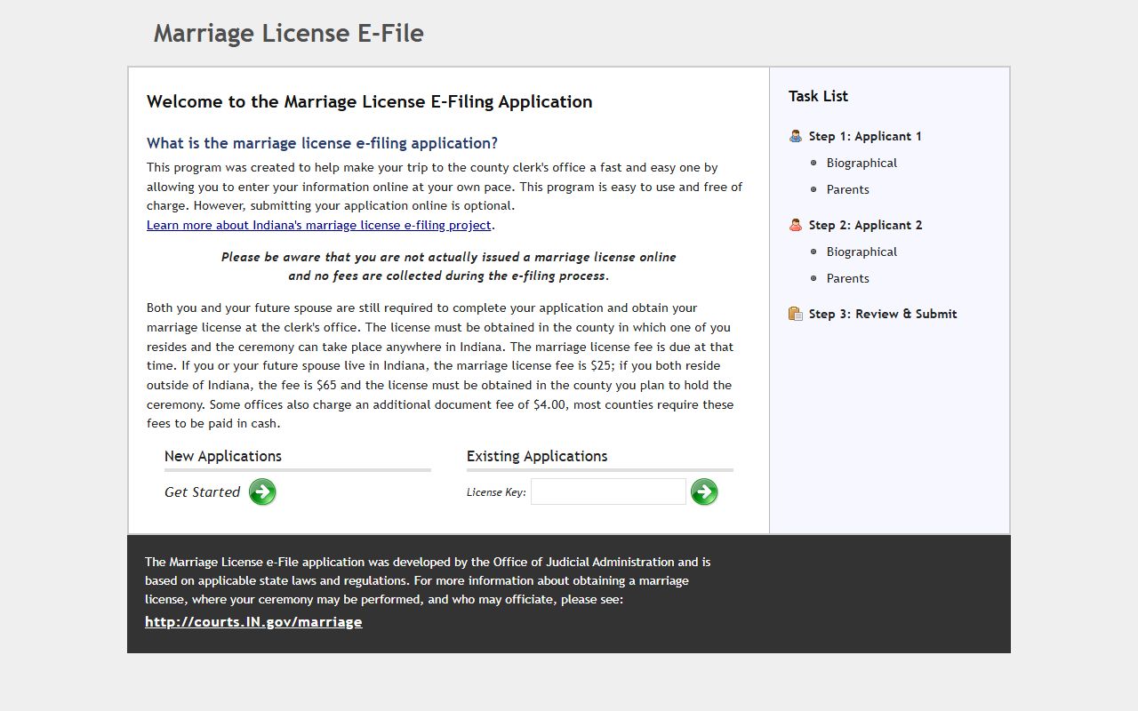Clark County marriage records and Indiana marriage license e-file portal