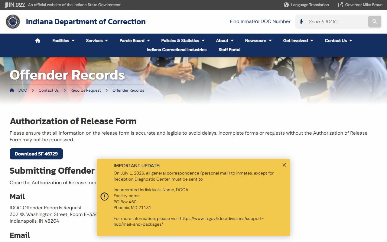 Clark County warrant records and IDOC offender records request