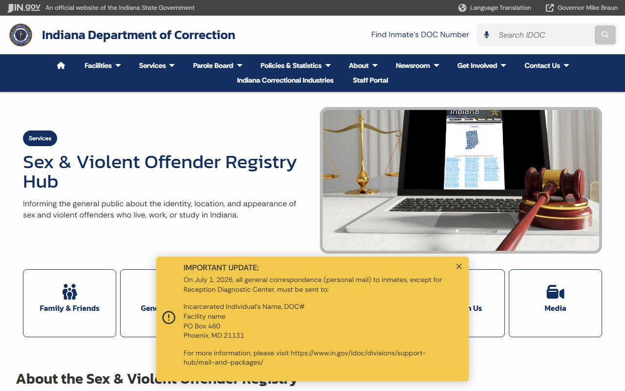 Clark County warrant records and Indiana sex and violent offender registry